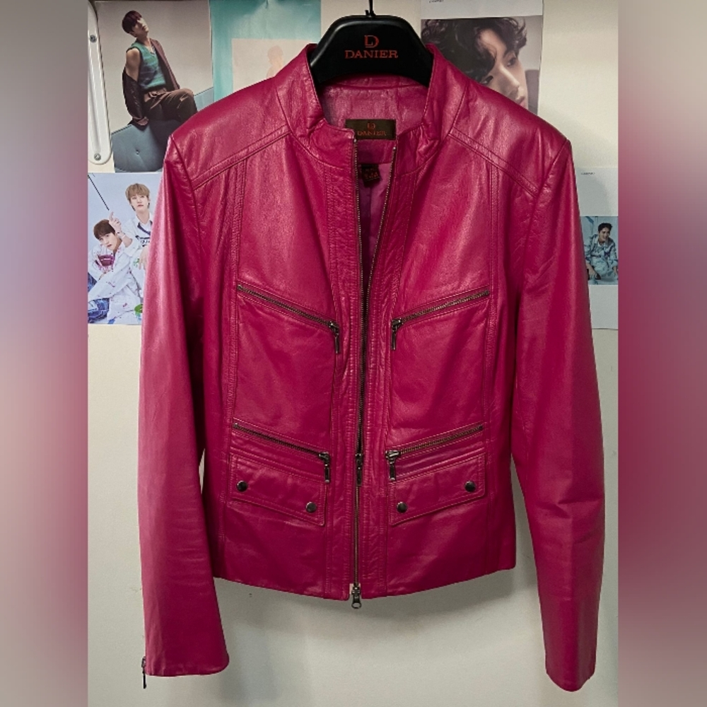 Danier Leather Motorcycle Jacket Hot Pink